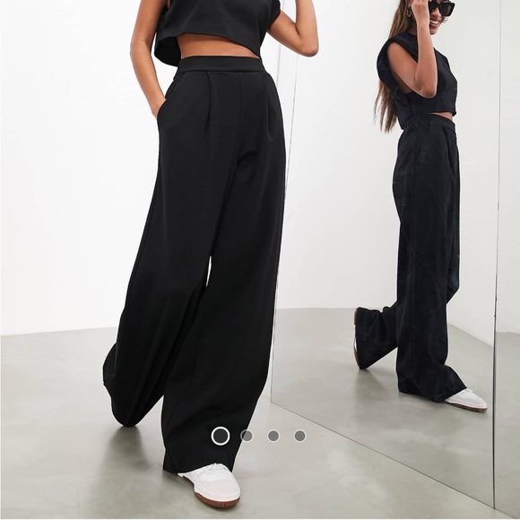 ASOS Pants - ASOS Edition Black Wide-Leg High-Rise Trousers
